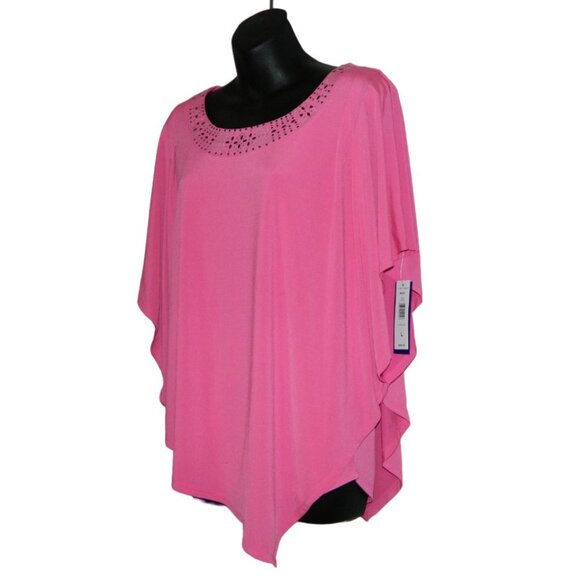 Peter Nygard Holiday Party Asymmetrical Hem Scoop Neck Cape Tunic Blouse Size L - Picture 4 of 11